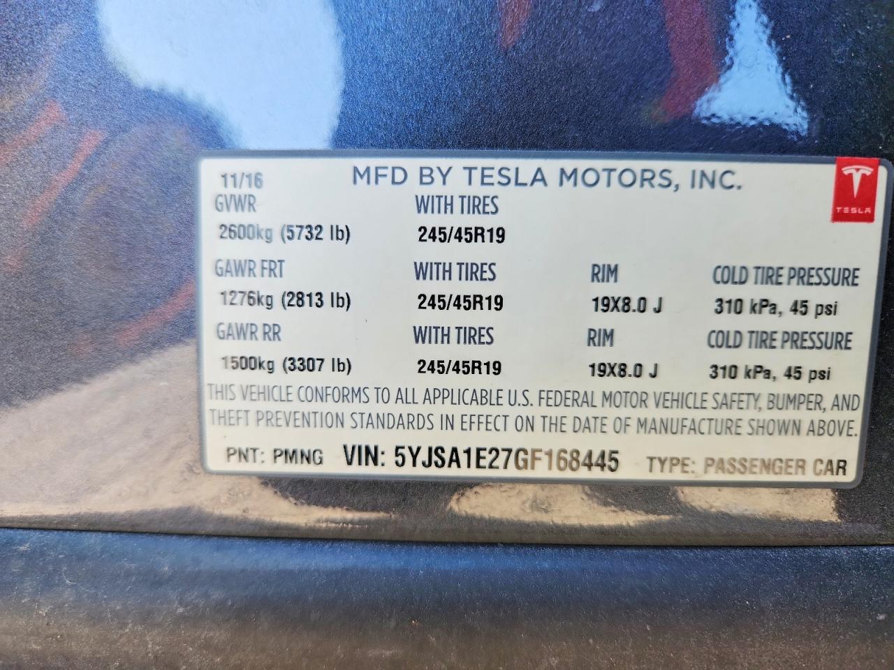 2016 TESLA MODEL S