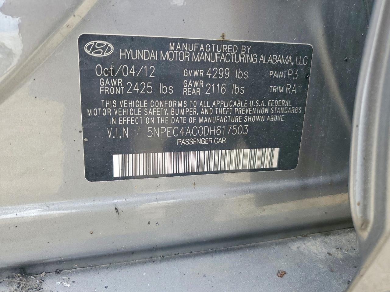 2013 HYUNDAI SONATA