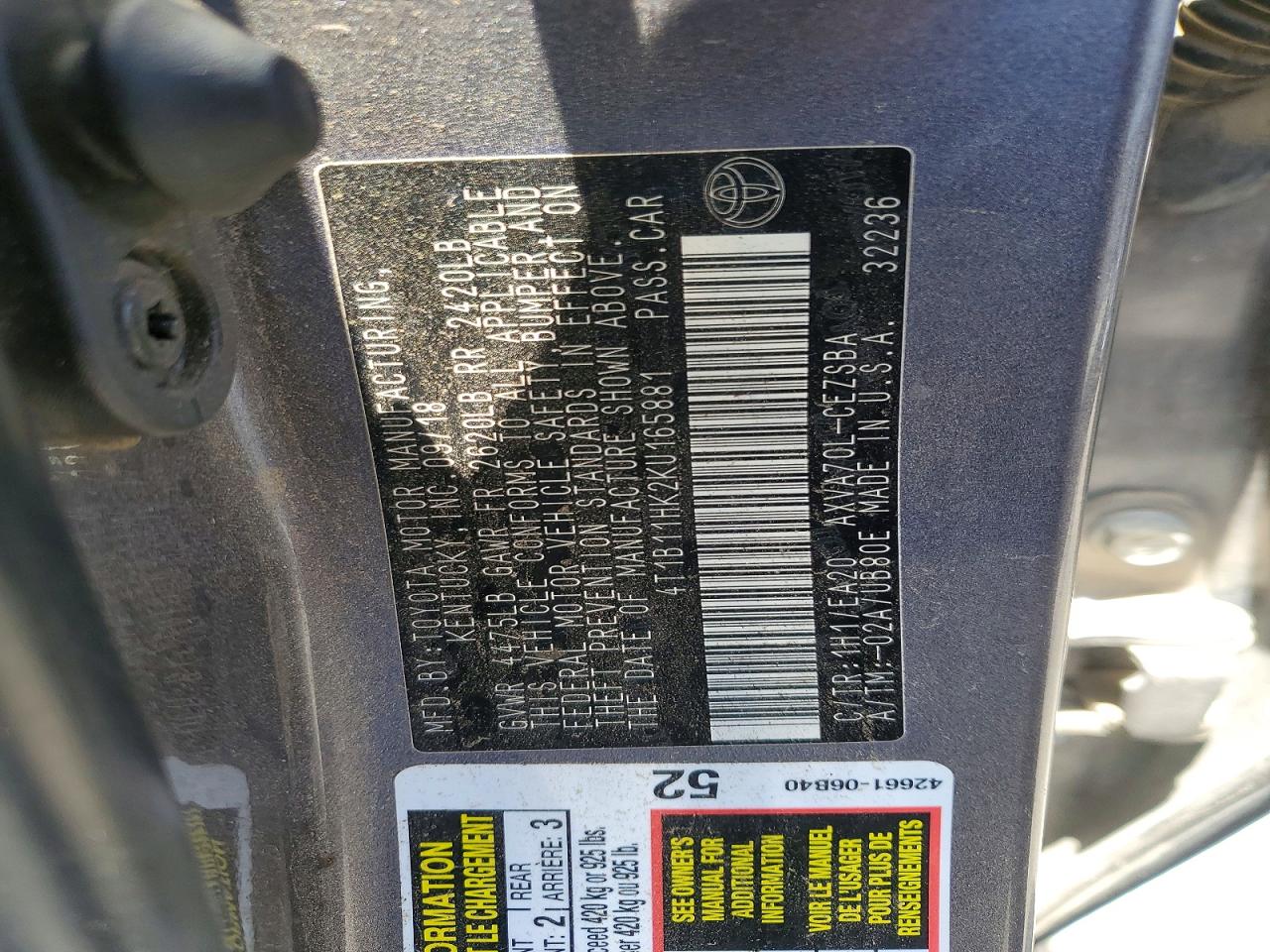 2019 TOYOTA CAMRY