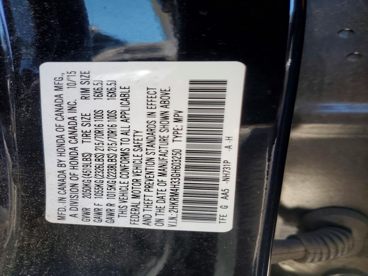 2016 HONDA CRV