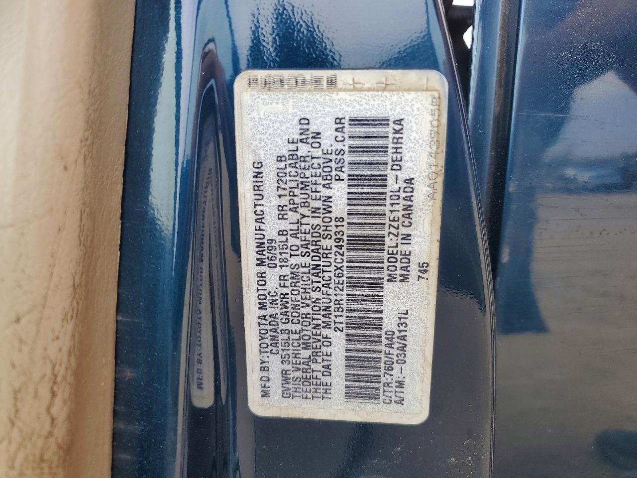 1999 TOYOTA COROLLA