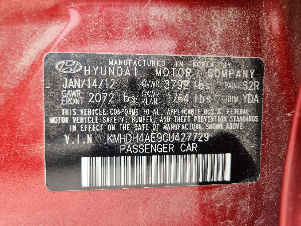2012 HYUNDAI ELANTRA