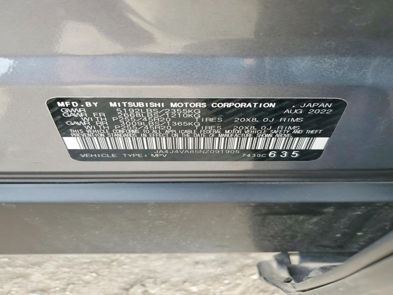 2022 MITSUBISHI OUTLANDER