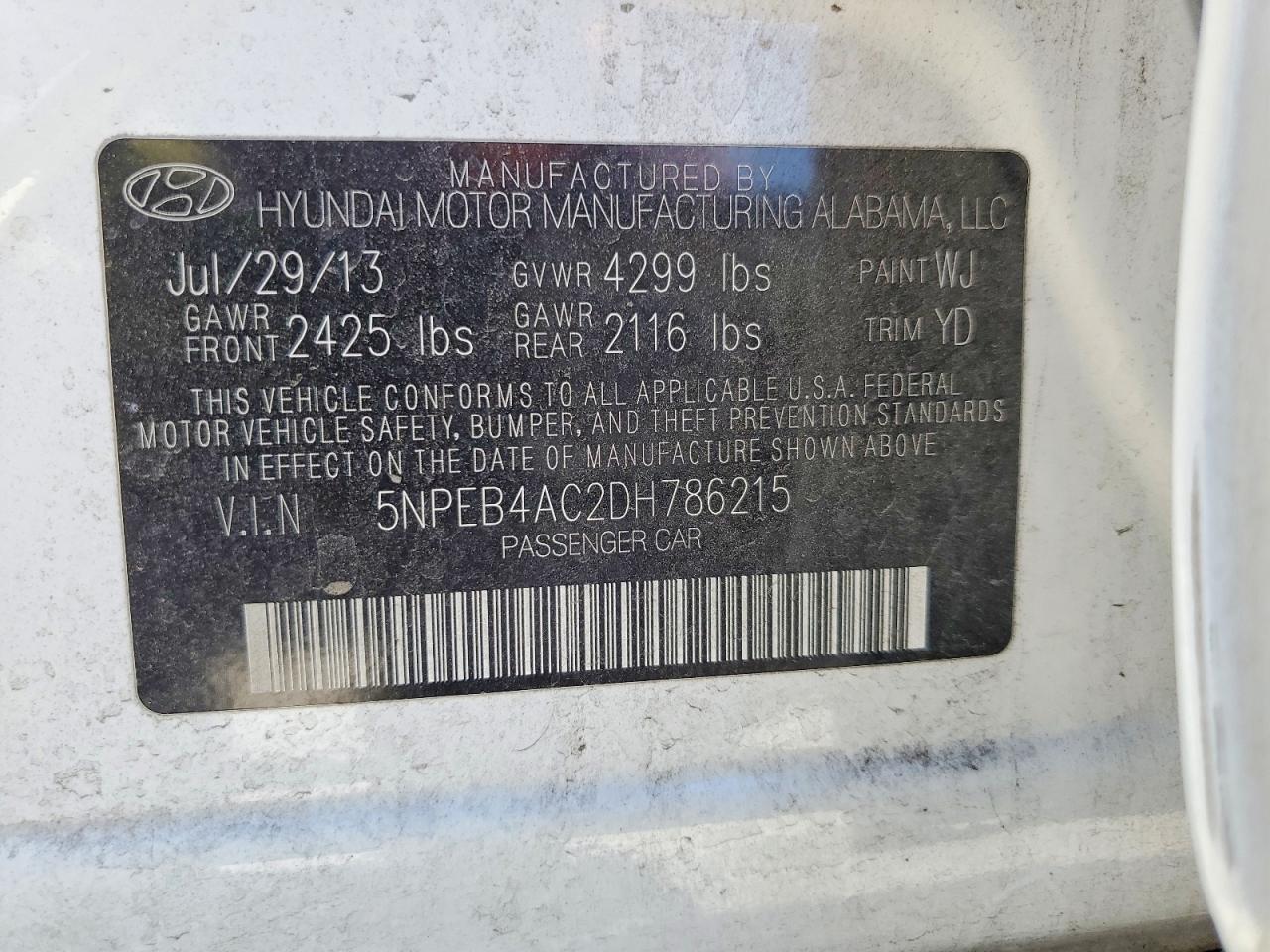2013 HYUNDAI SONATA