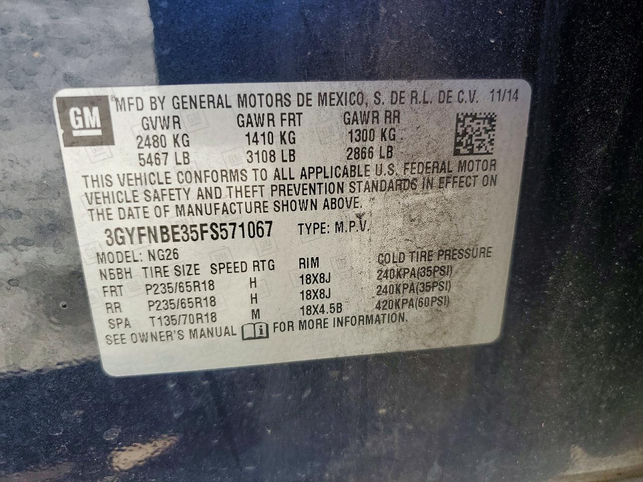 2015 CADILLAC SRX