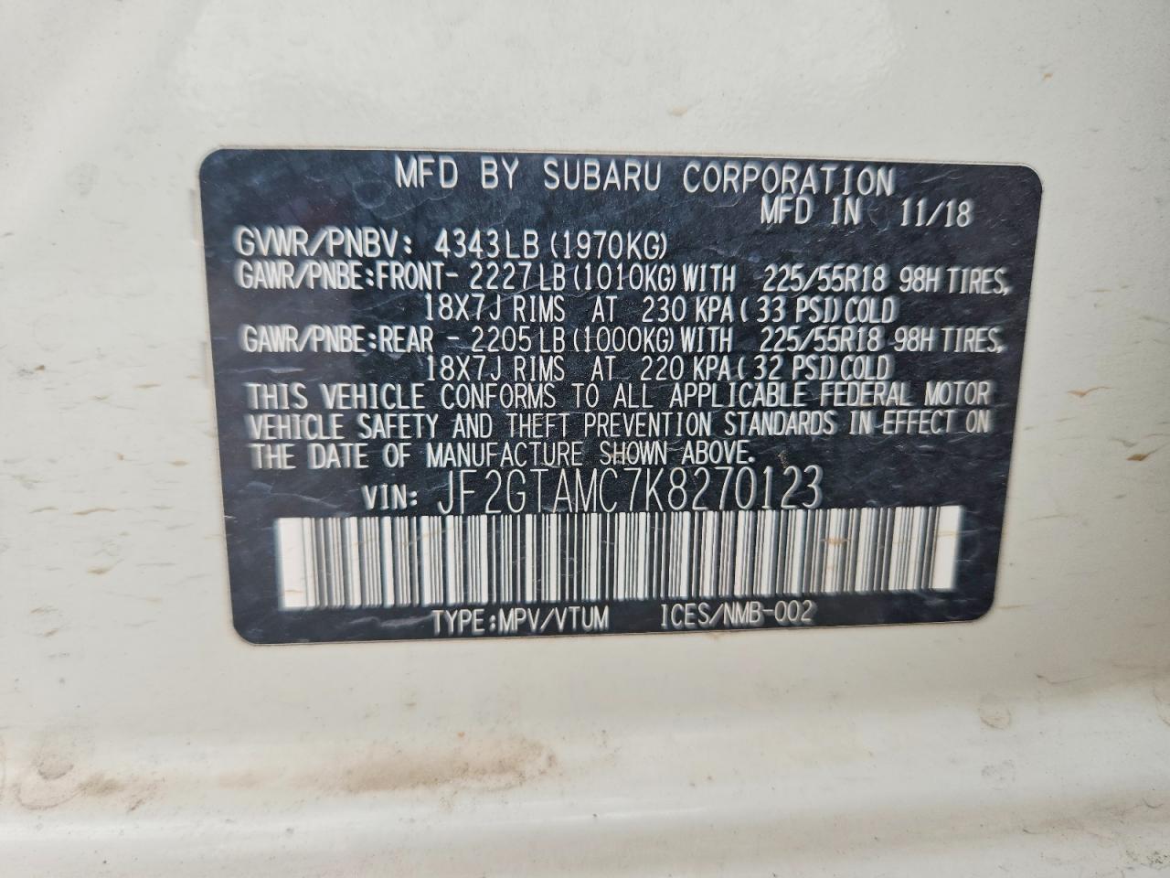 2019 SUBARU CROSSTREK