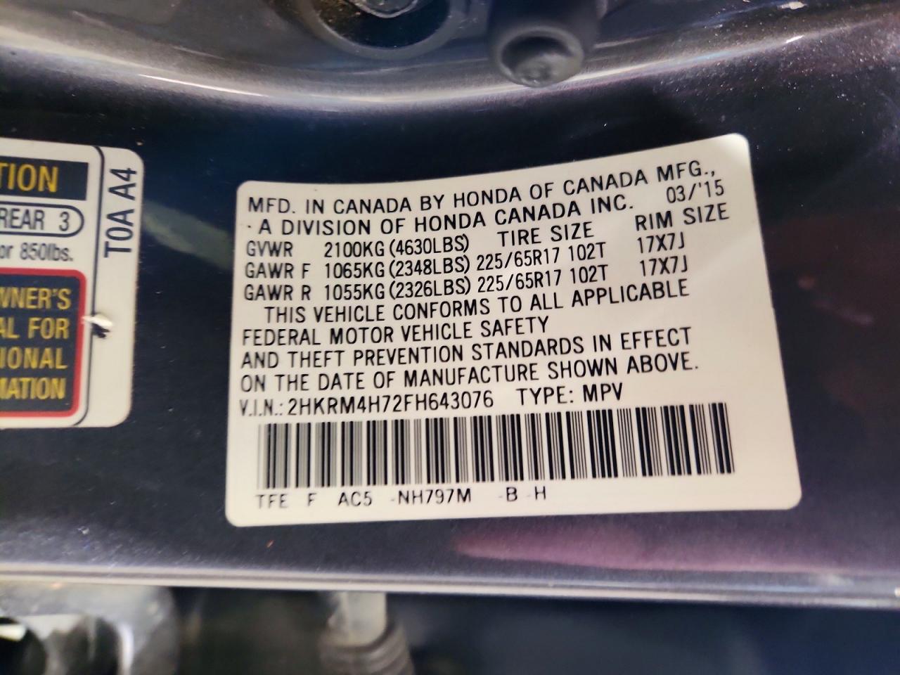 2015 HONDA CRV