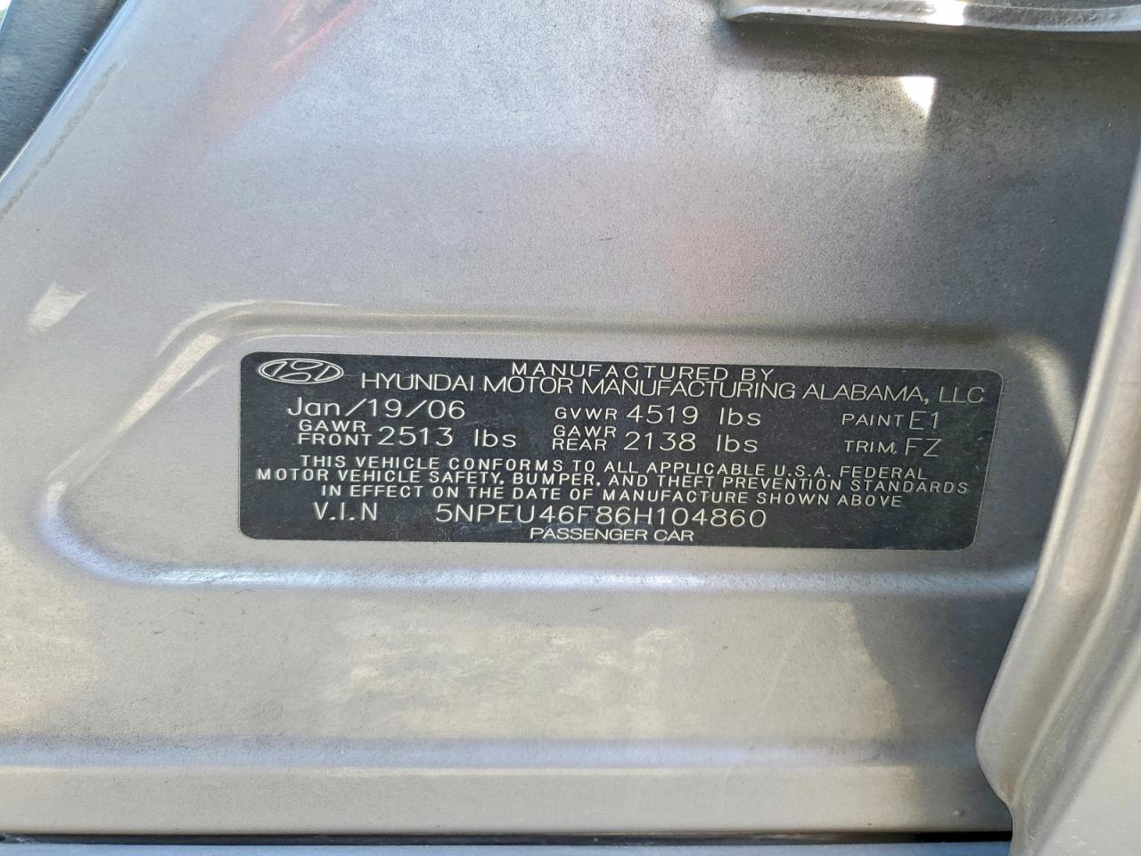 2006 HYUNDAI SONATA