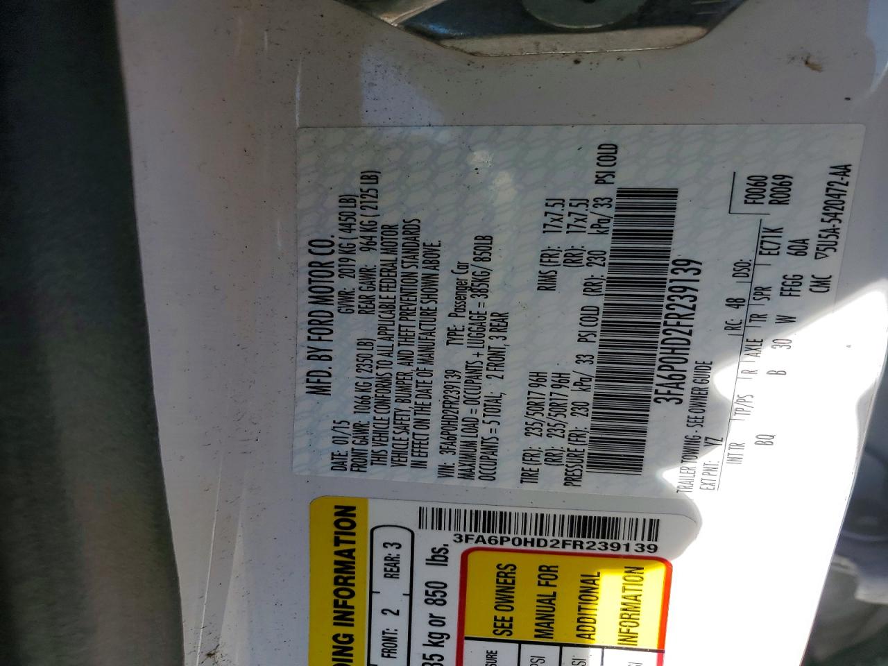 2015 FORD FUSION
