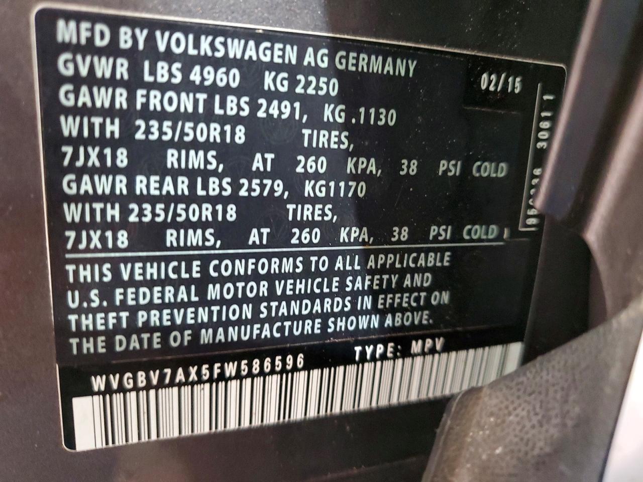 2015 VOLKSWAGEN TIGUAN