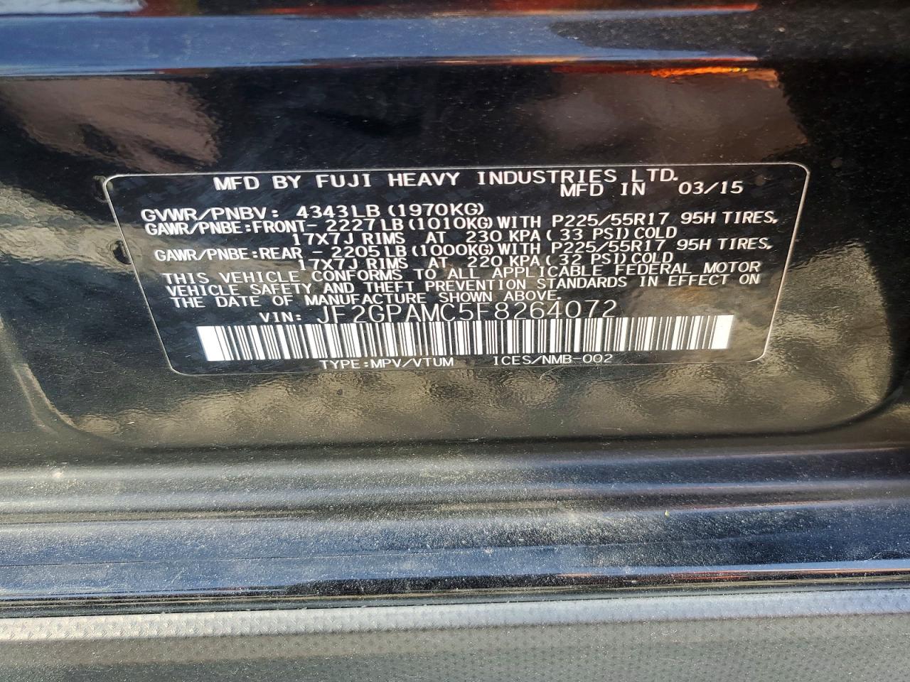 2015 SUBARU XV