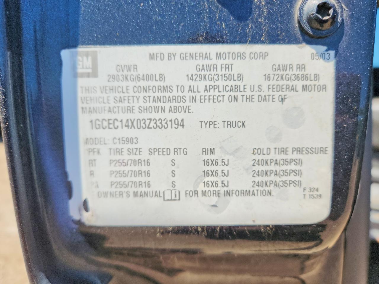2003 CHEVROLET SILVERADO
