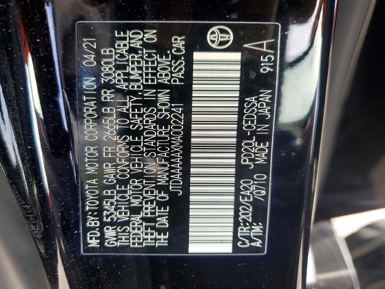 2021 TOYOTA MIRAI