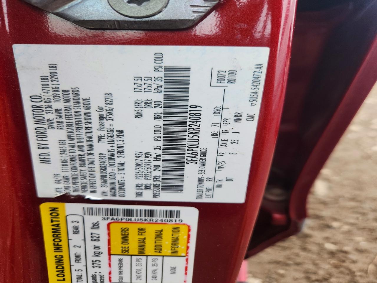 2019 FORD FUSION