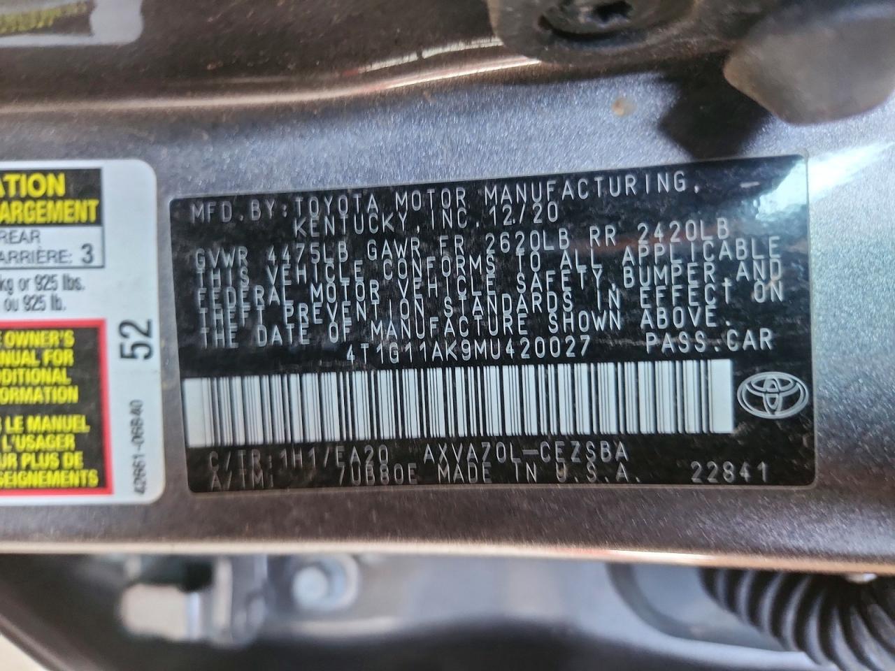 2021 TOYOTA CAMRY