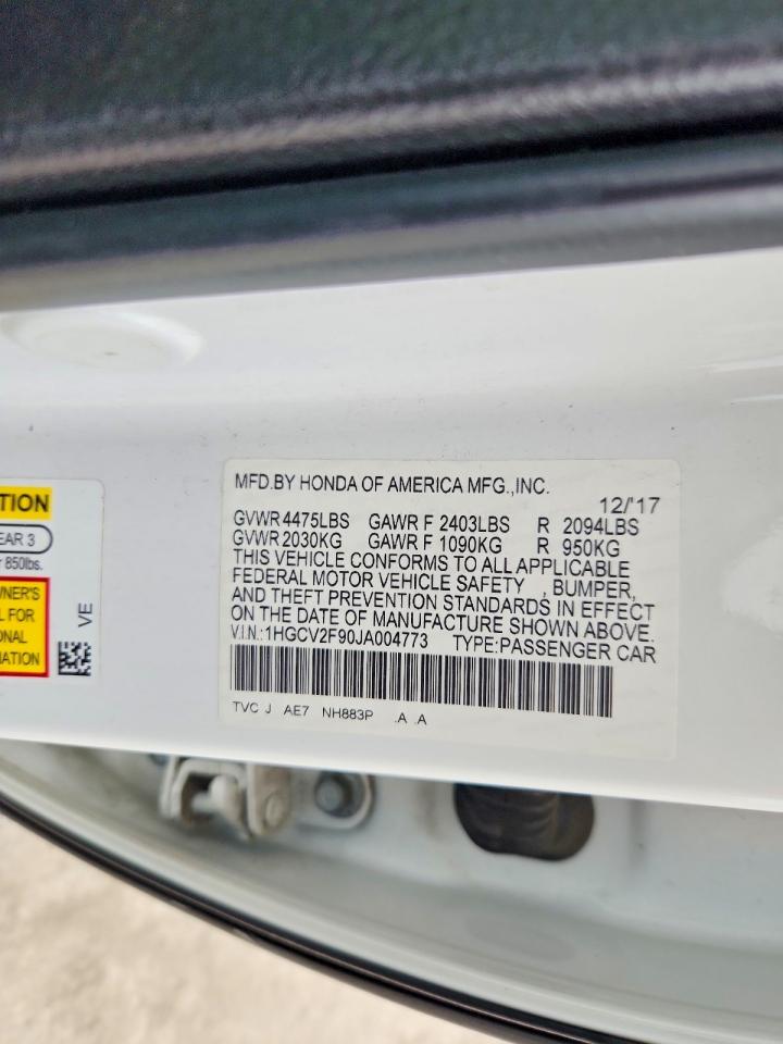 2018 HONDA ACCORD