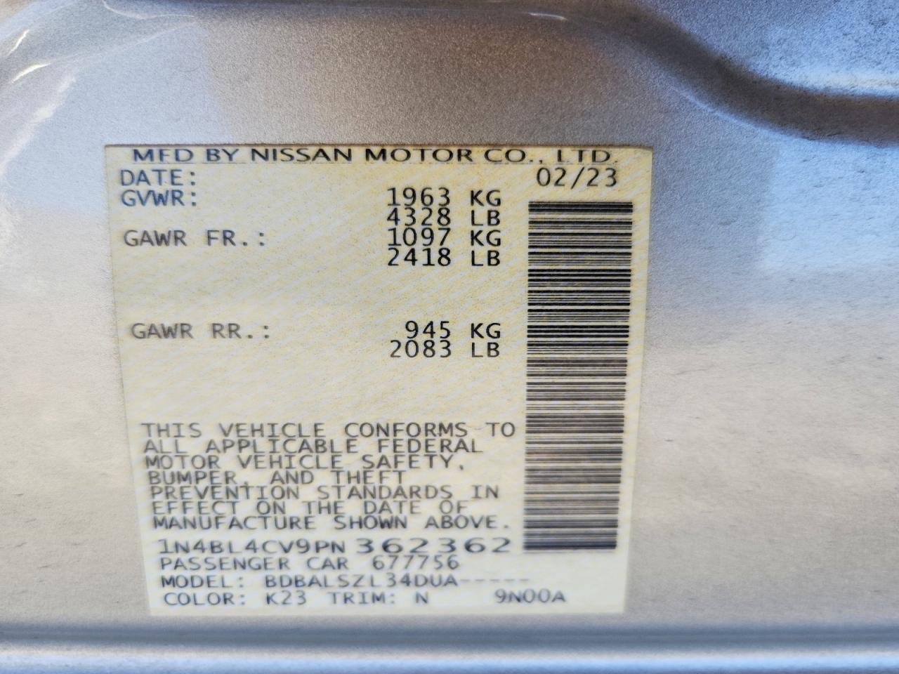 2023 NISSAN ALTIMA