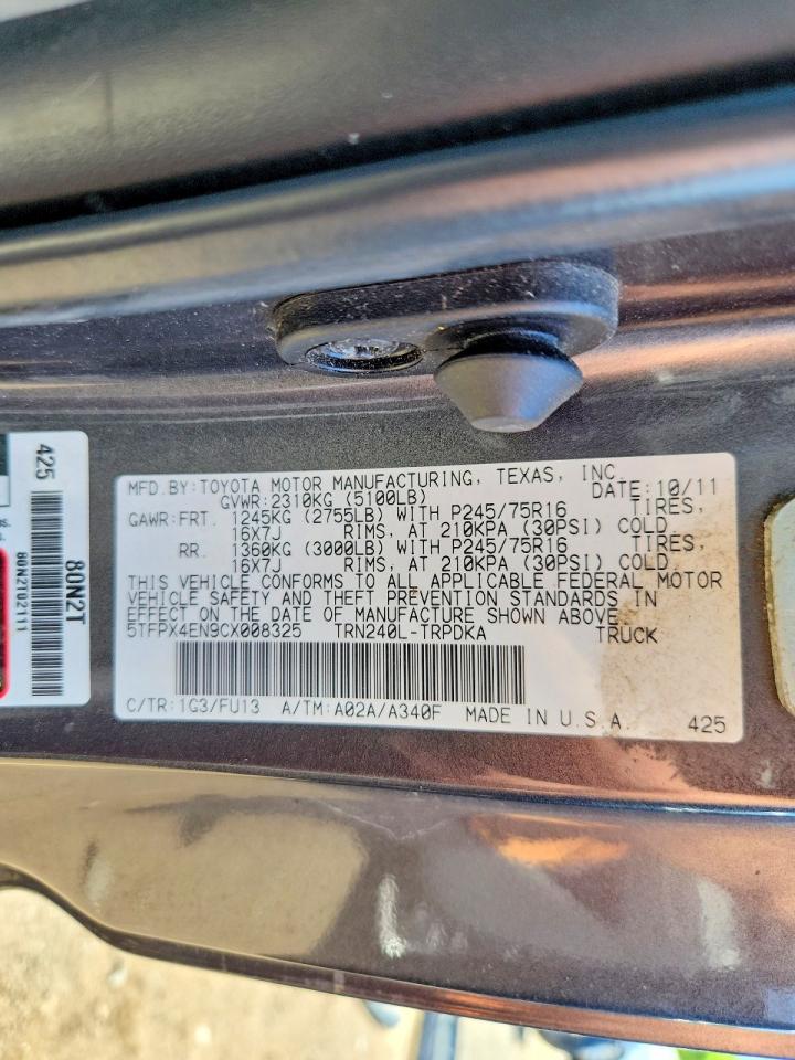2012 TOYOTA TACOMA