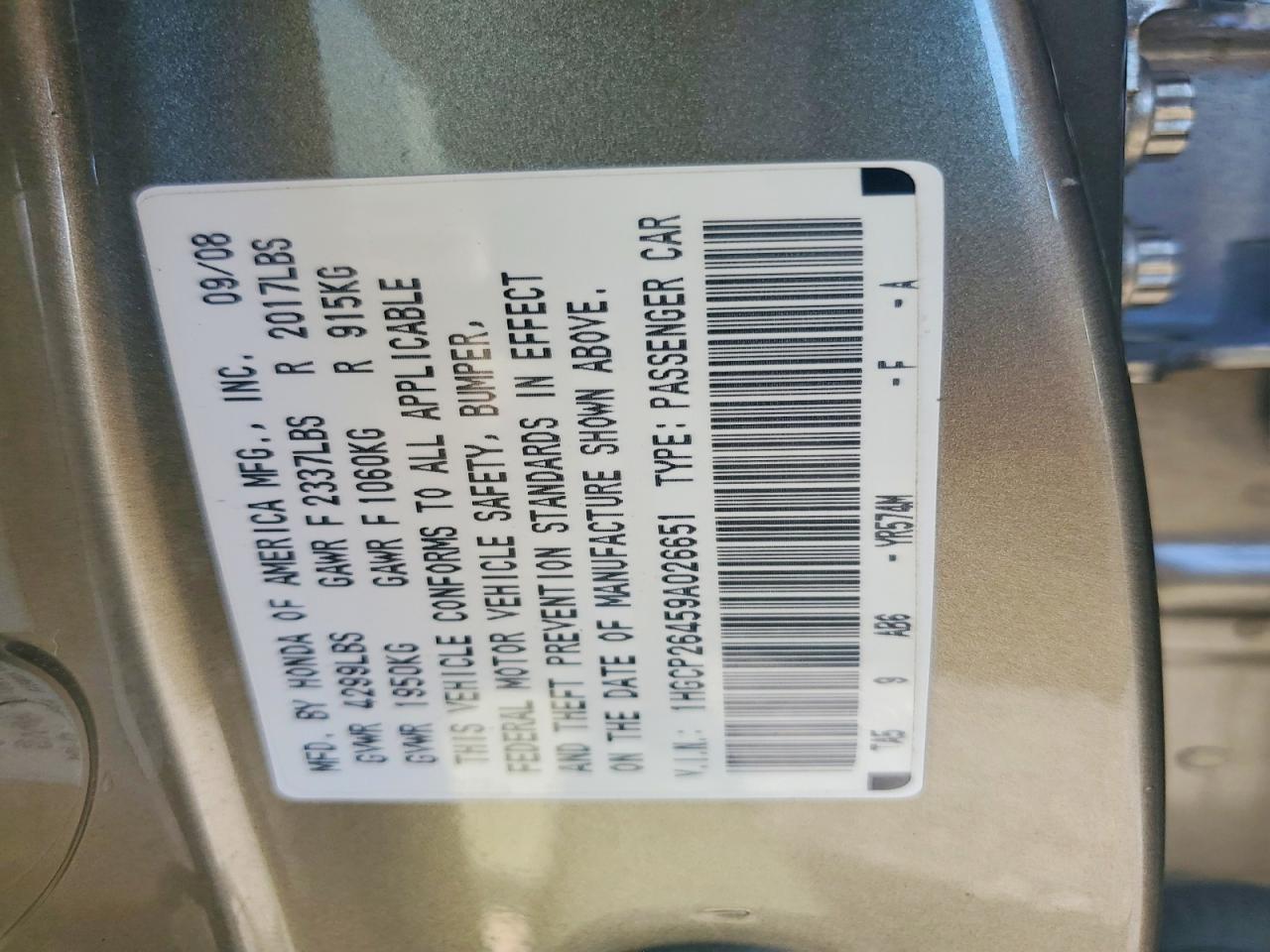 2009 HONDA ACCORD