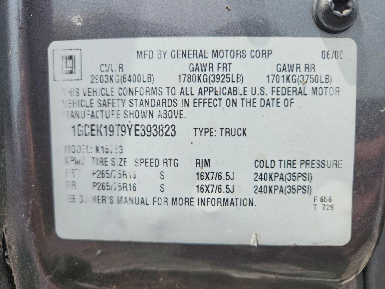2000 CHEVROLET SILVERADO