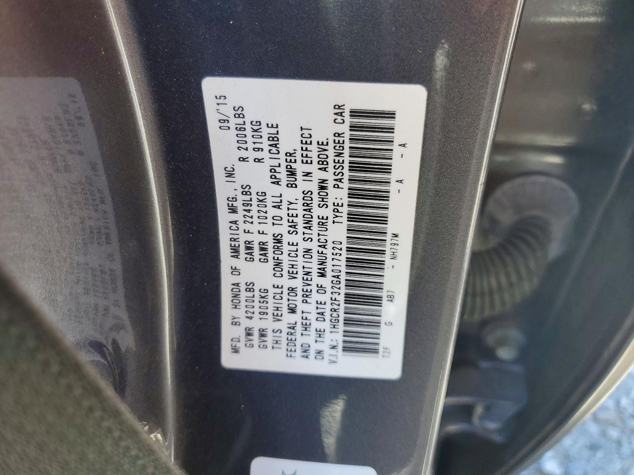 2016 HONDA ACCORD