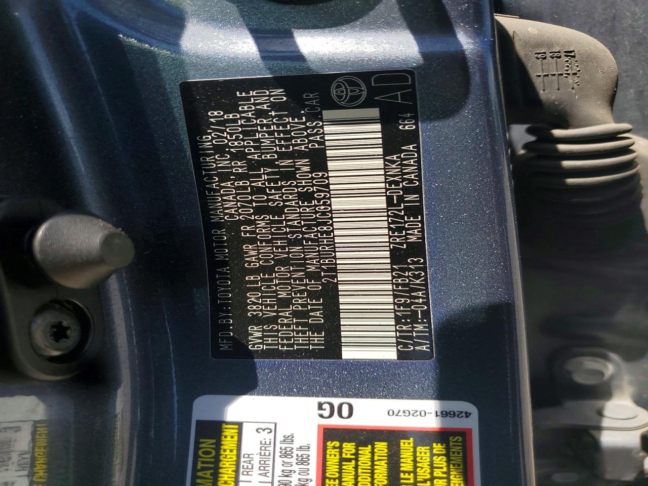 2018 TOYOTA COROLLA