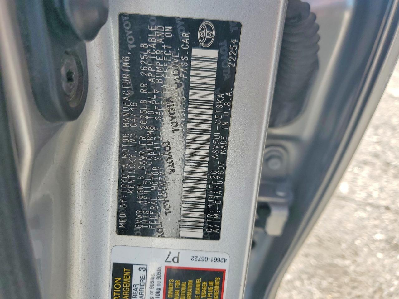 2016 TOYOTA CAMRY