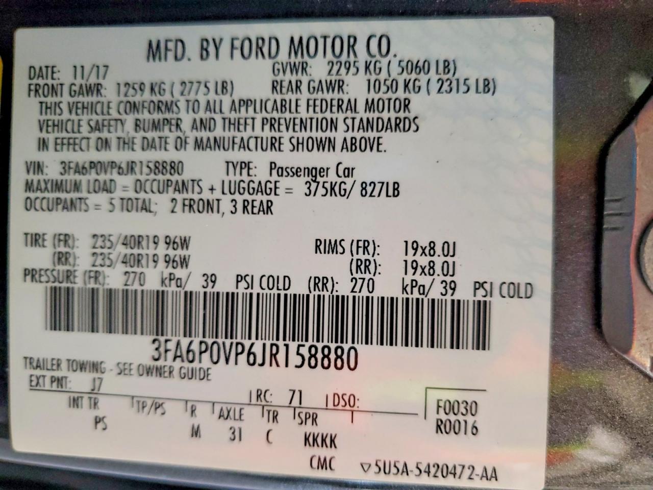 2018 FORD FUSION