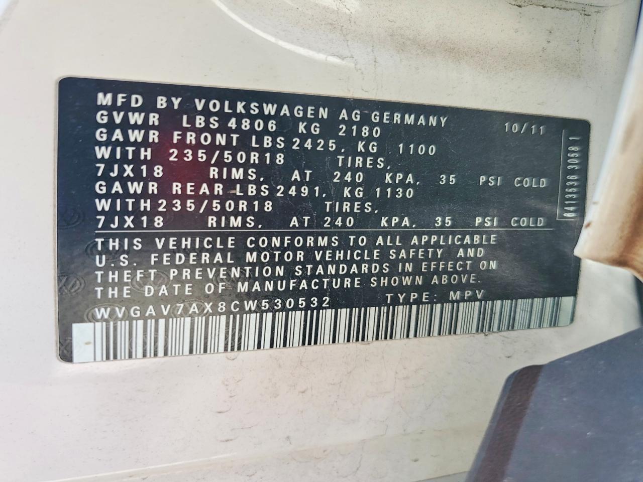 2012 VOLKSWAGEN TIGUAN