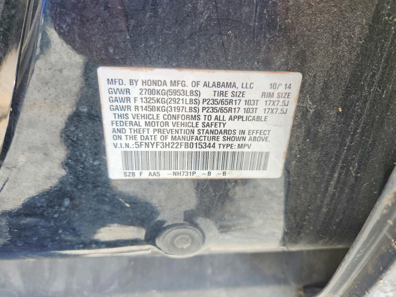 2015 HONDA PILOT