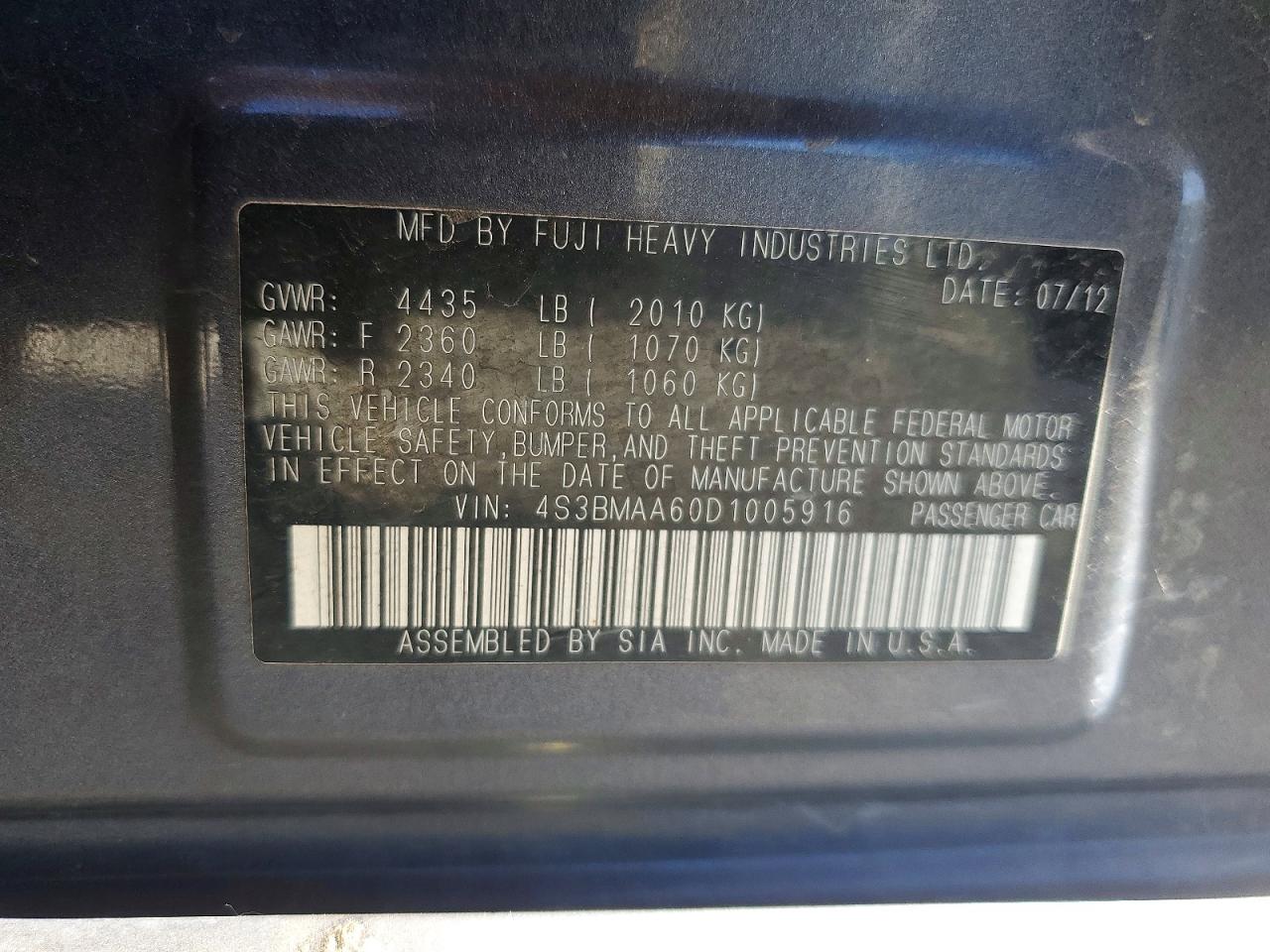 2013 SUBARU LEGACY