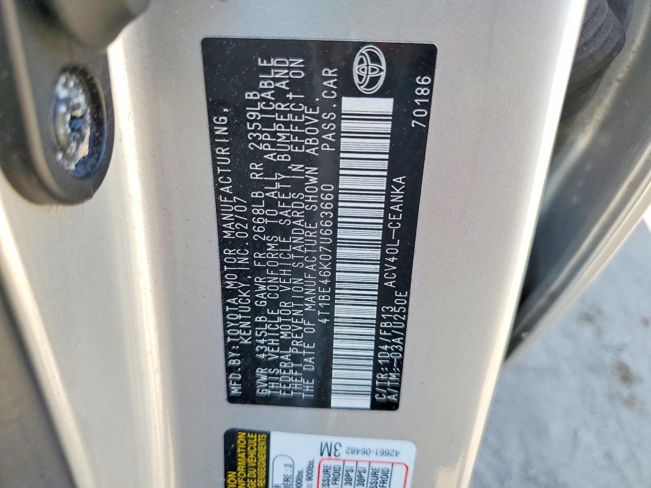 2007 TOYOTA CAMRY