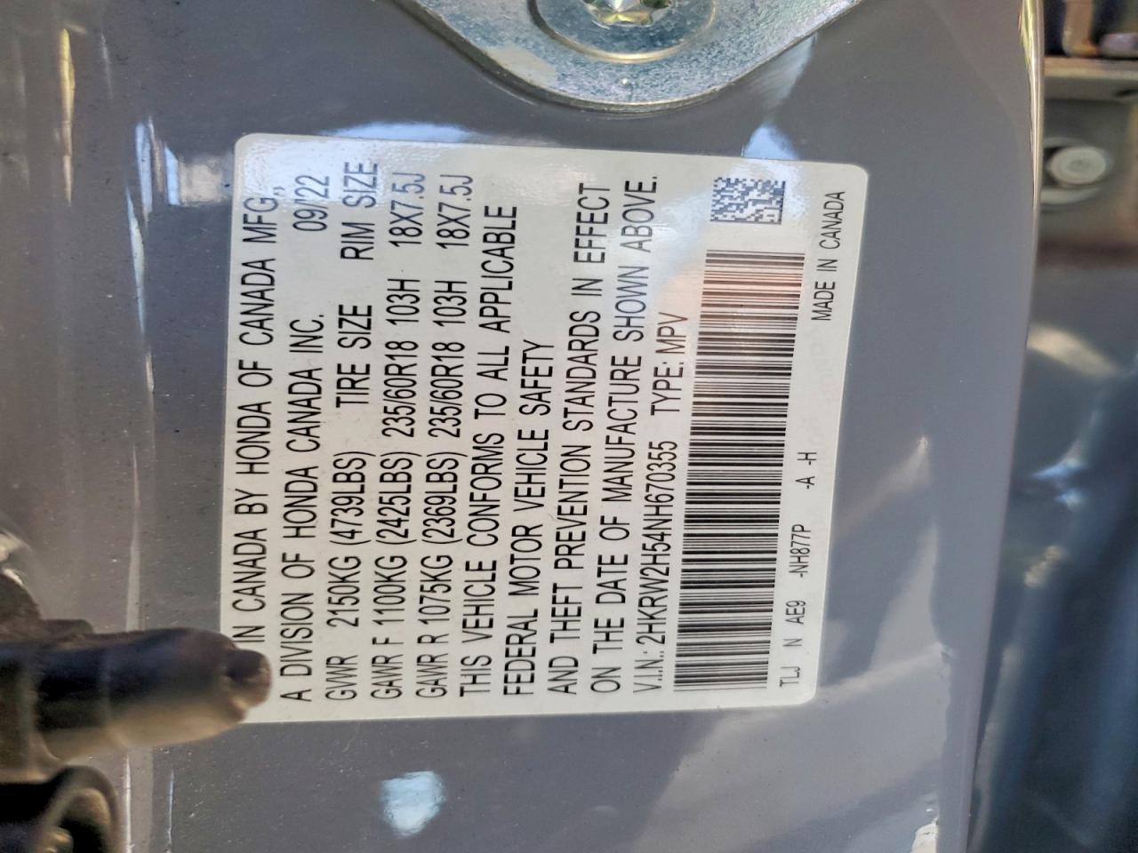 2022 HONDA CRV