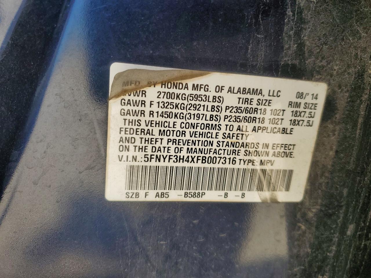 2015 HONDA PILOT