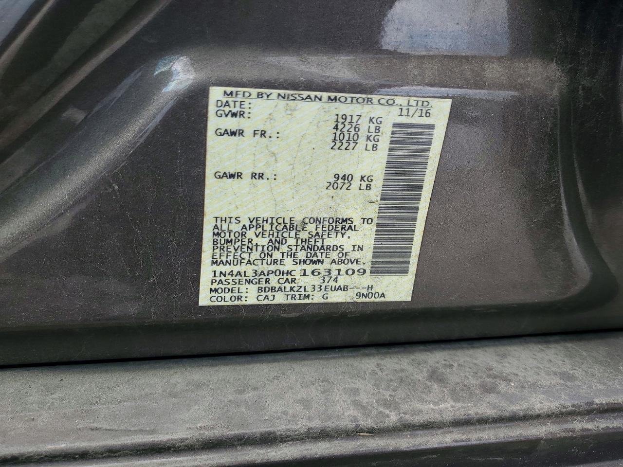 2017 NISSAN ALTIMA