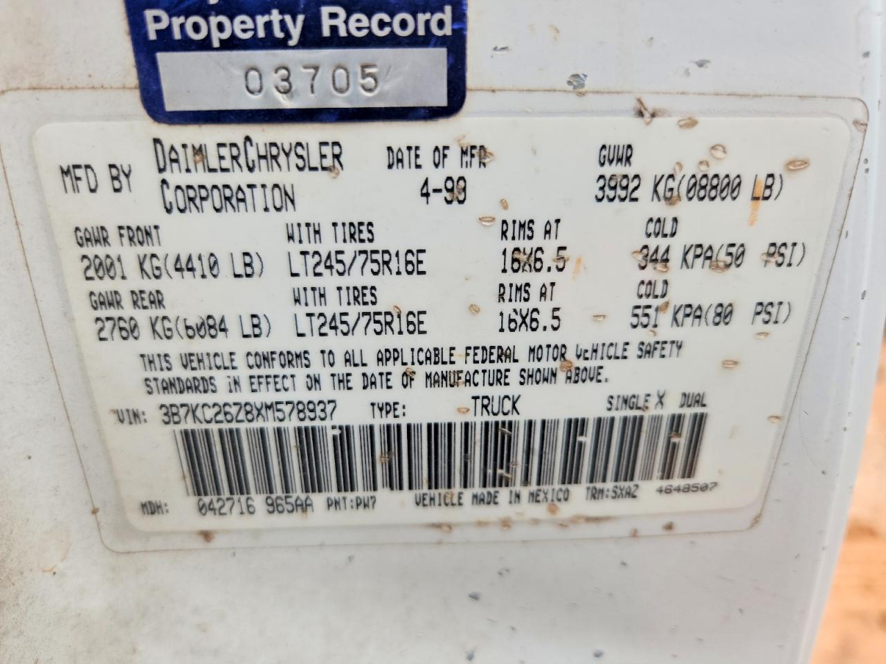 1999 DODGE RAM 2500