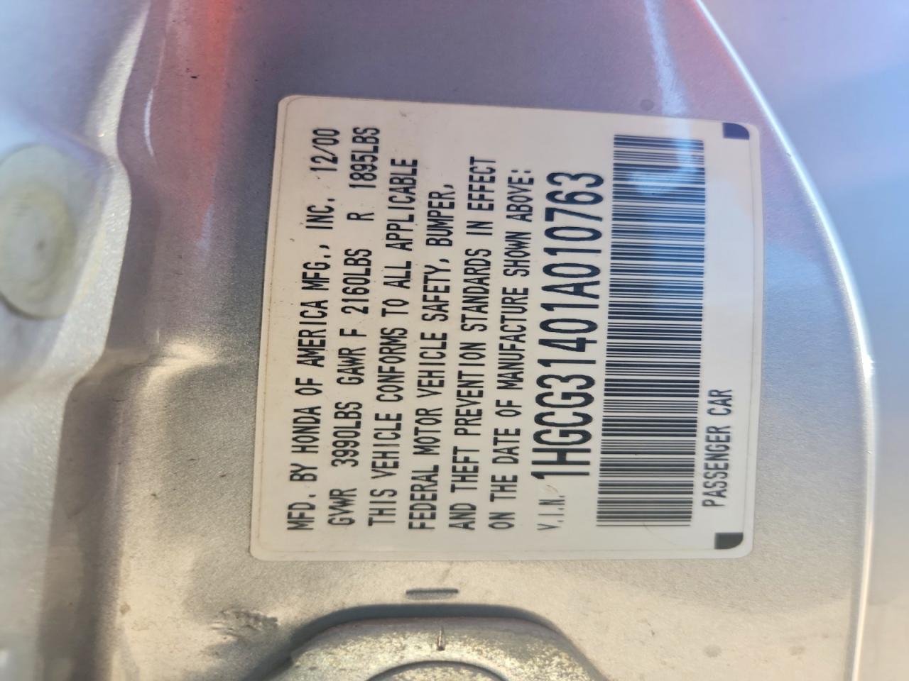 2001 HONDA ACCORD