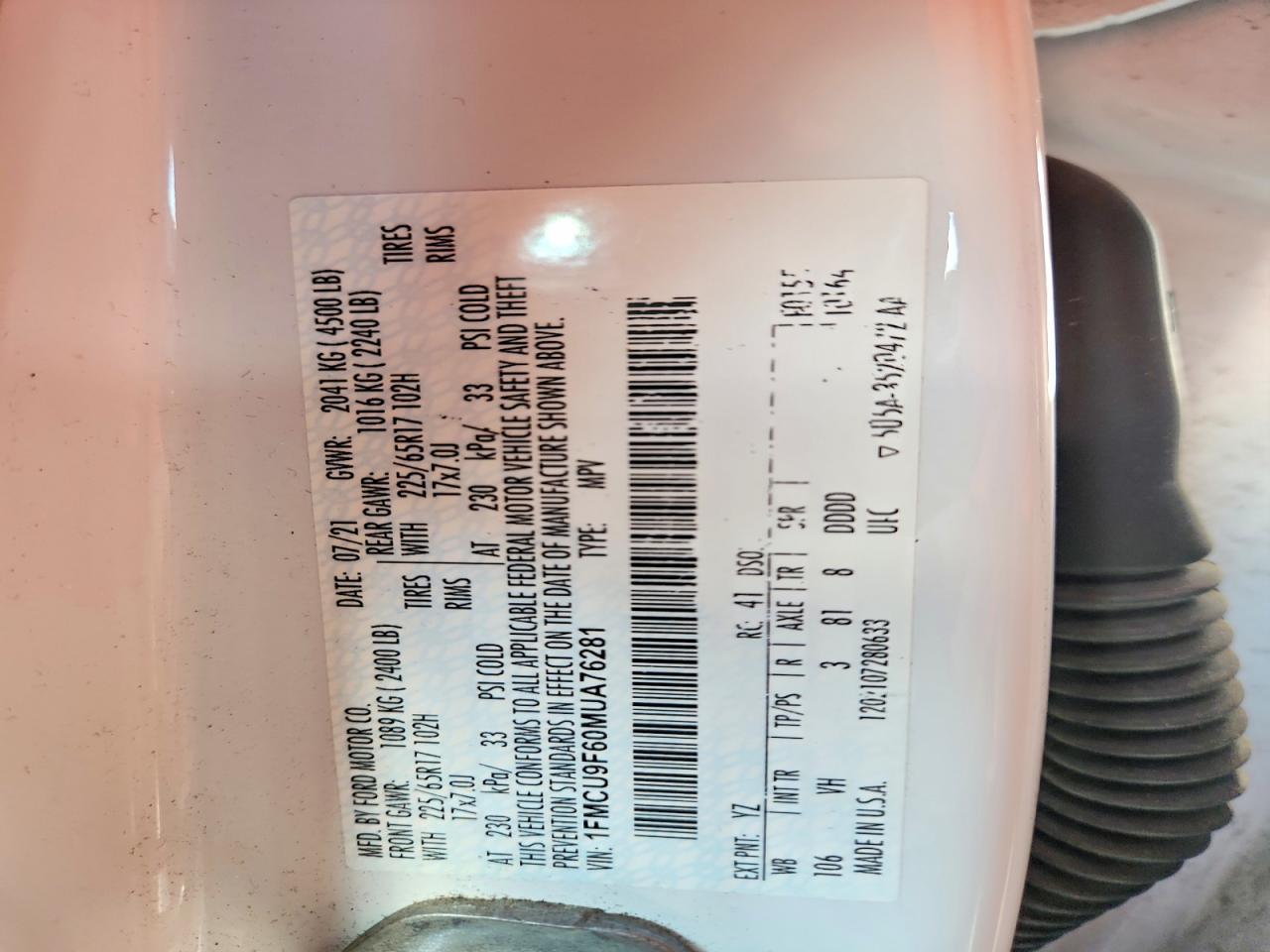 2021 FORD ESCAPE