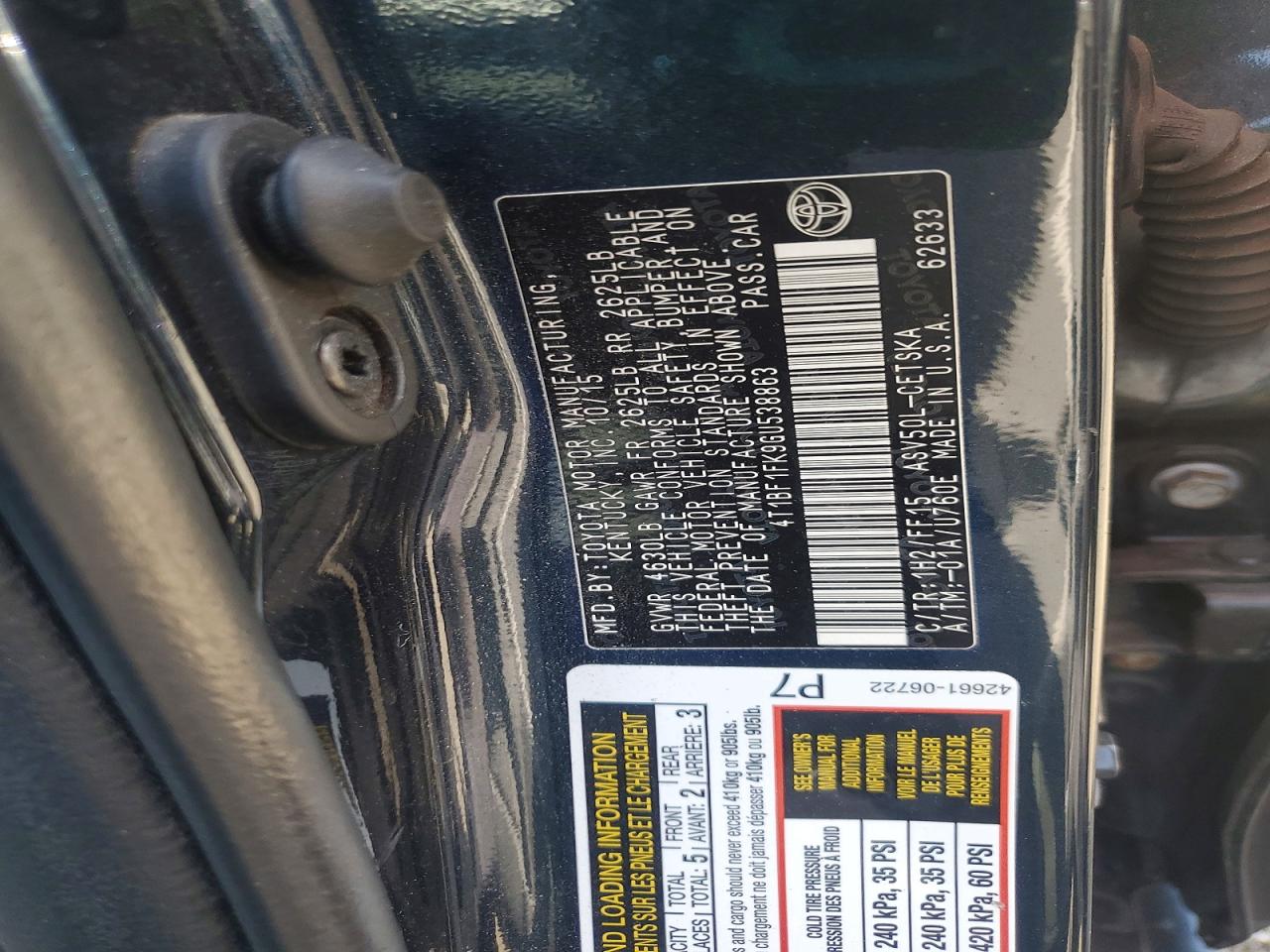 2016 TOYOTA CAMRY