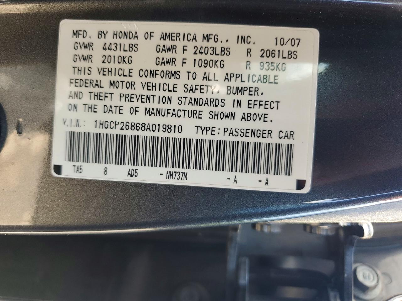 2008 HONDA ACCORD