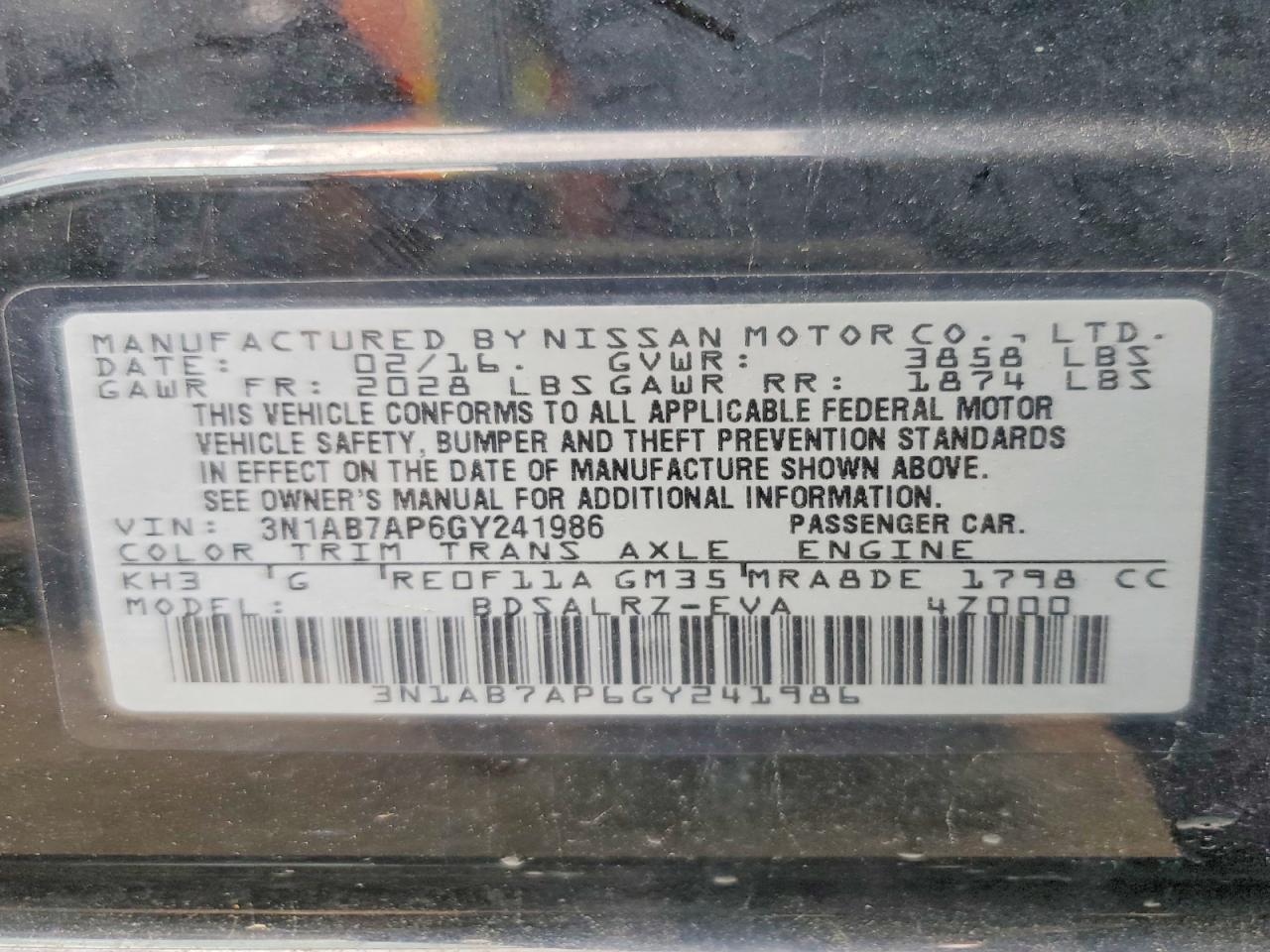 2016 NISSAN SENTRA