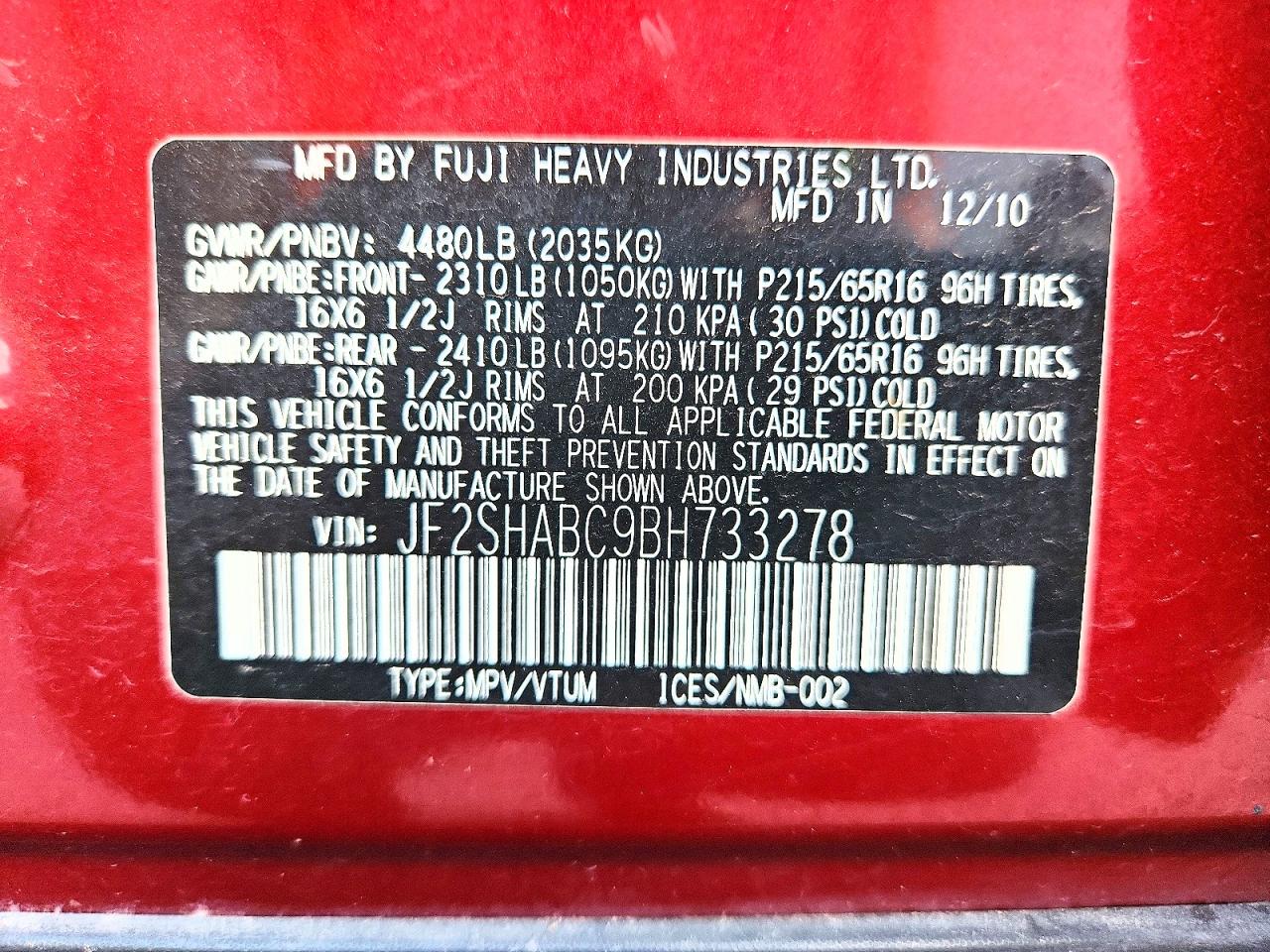 2011 SUBARU FORESTER