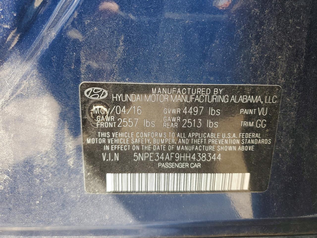 2017 HYUNDAI SONATA