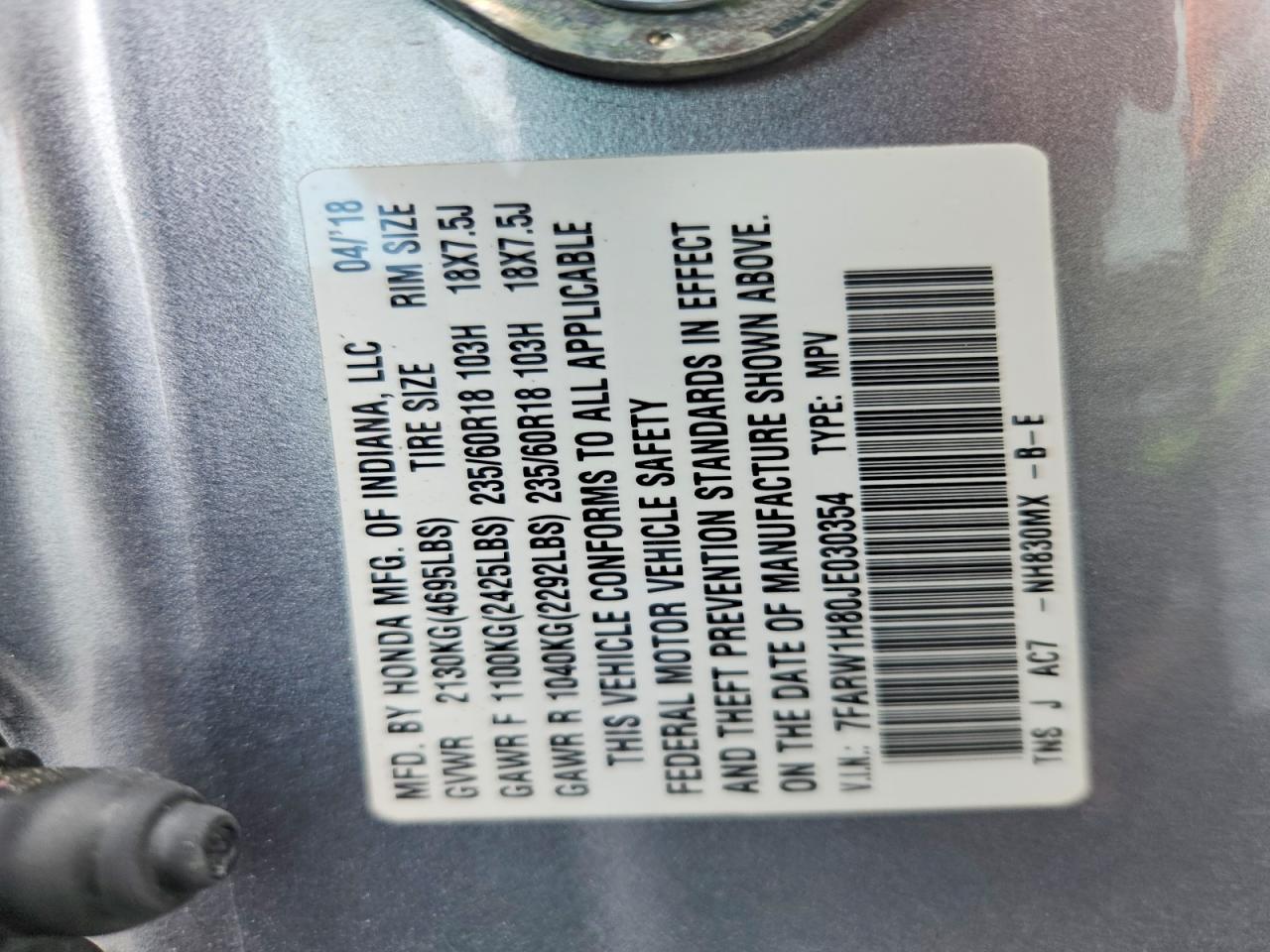 2018 HONDA CRV
