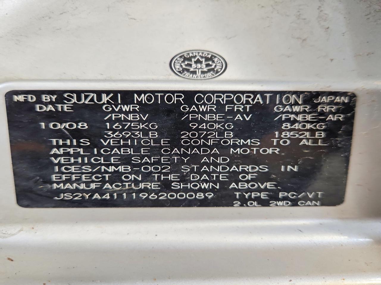 2009 SUZUKI SX4