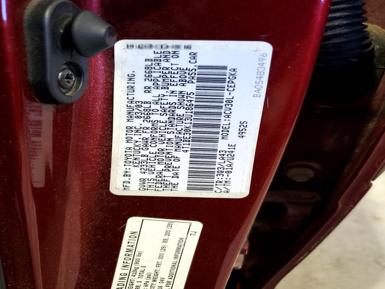 2003 TOYOTA CAMRY