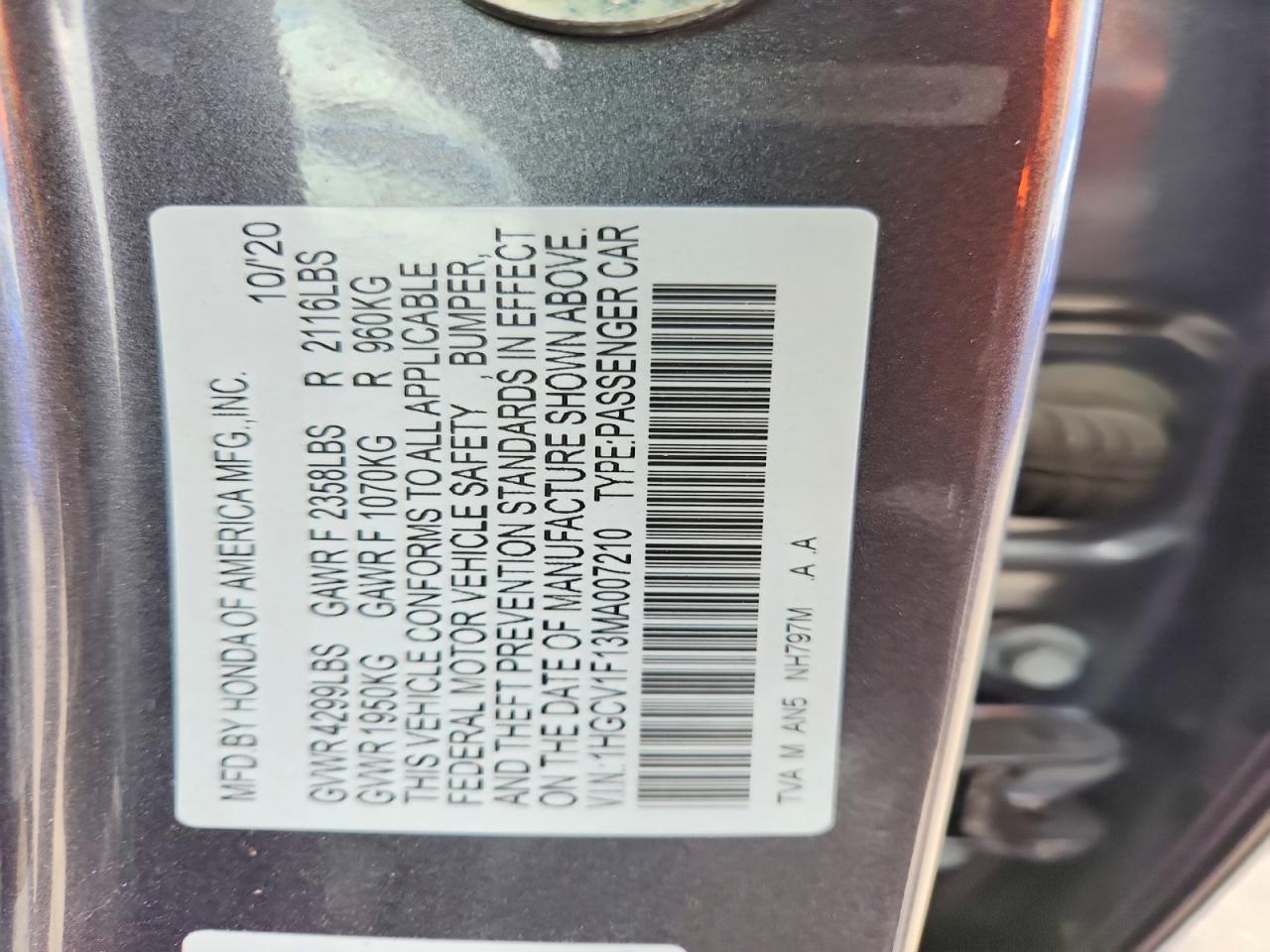 2021 HONDA ACCORD