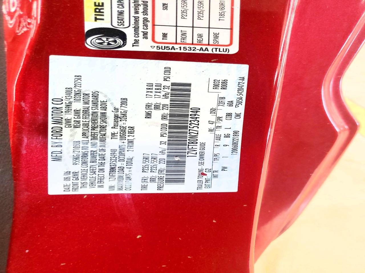 2007 FORD MUSTANG