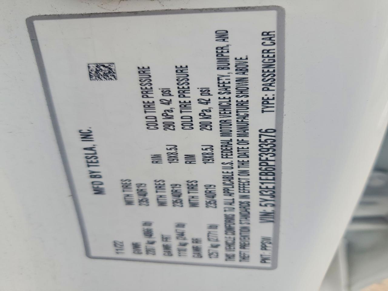 2023 TESLA MODEL 3