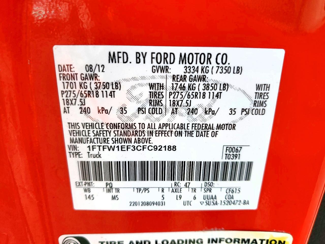 2012 FORD F150